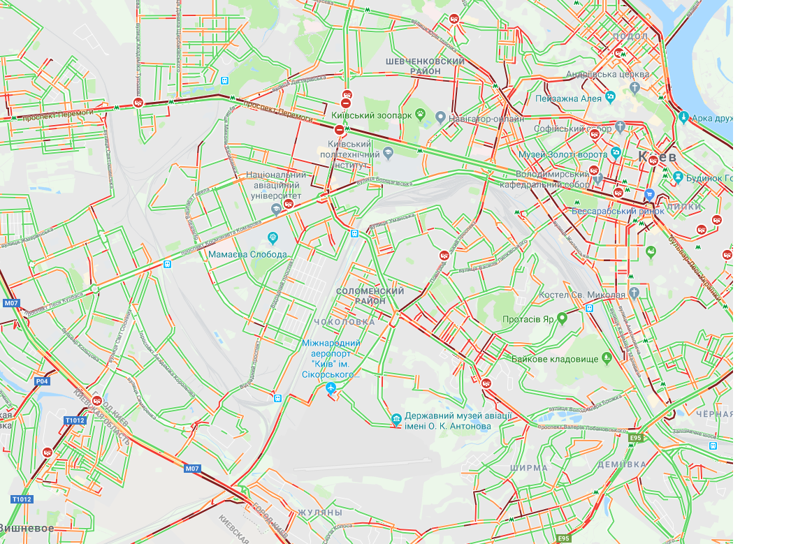 Киев сковали пробки: карта
